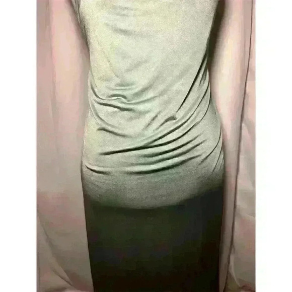 Zara Satin Cowl Neck Slip Dress Sage Green Long Sleeveless Size S - Picture 2 of 12